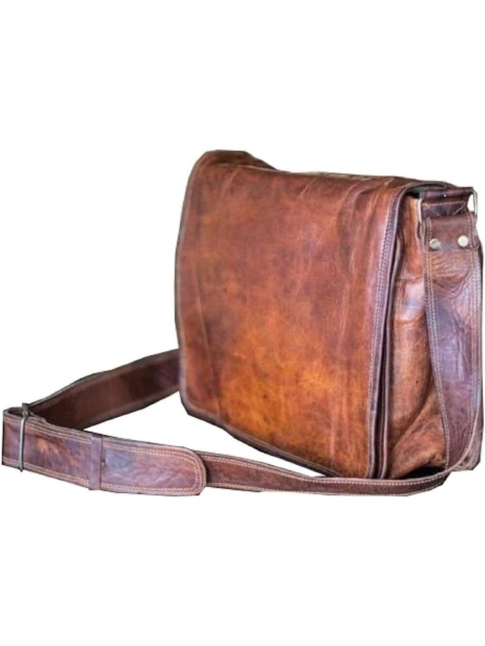 New Women 18-Inch Leather Full Flap Messenger Bag, Handmade Laptop Satchel Bag